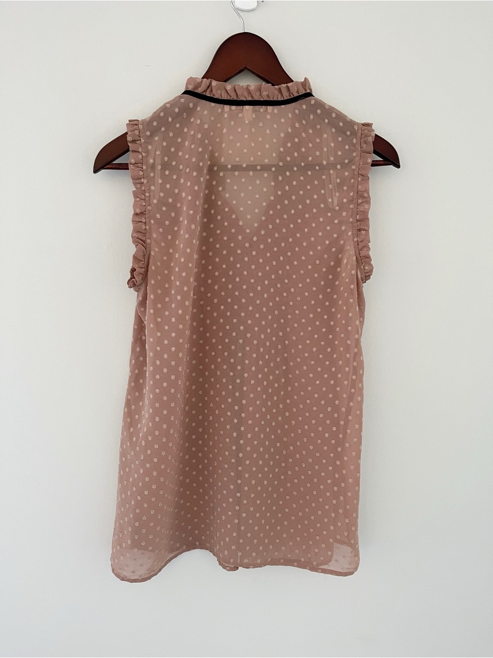 Daniel Rainn Tan Semi Sheer Blouse S Ruffle & Pleat Detail - Picture 4 of 7